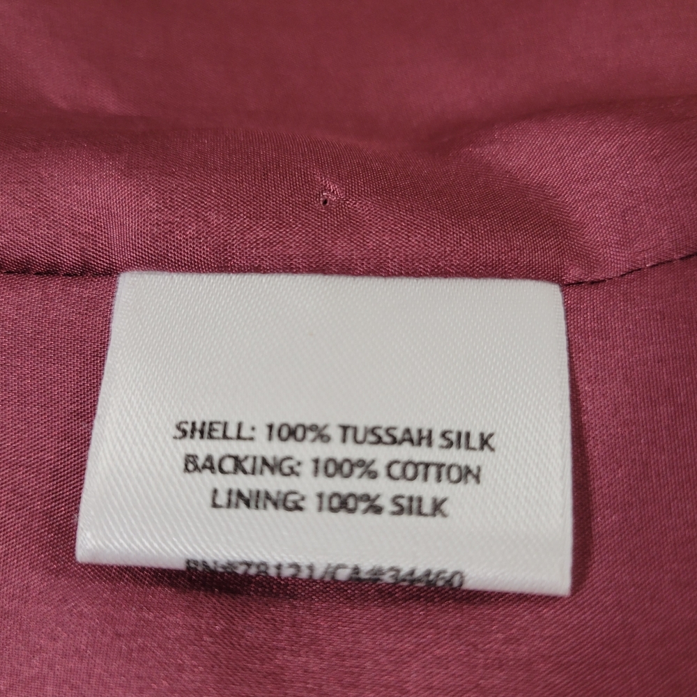 Eileen Fisher 100% tussah silk magnetic snap button jacket, burgundy size PP - Picture 8 of 14
